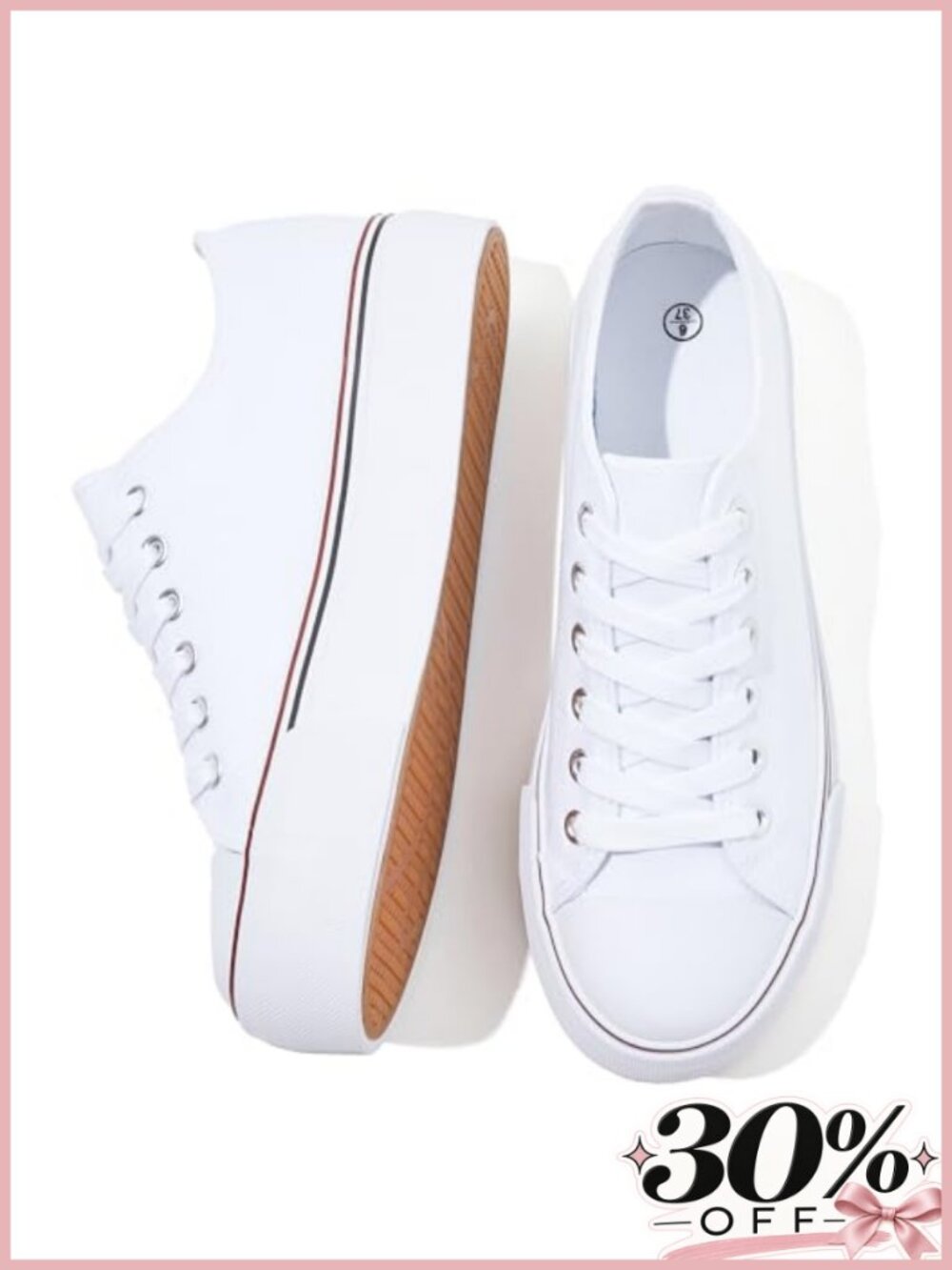 Women's Canvas Platform Sneakers Lace-Up Breathable Non-Slip
